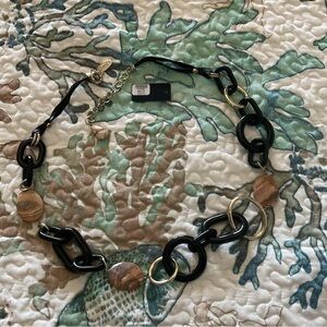 Chico’s Chunky Black and Gold Chain Necklace